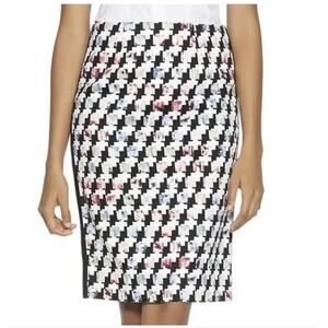 White House Black Market Houndstooth Mixed Print Pencil Skirt Twill Sz 6 NWOT